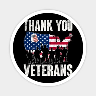 Thank You Veterans USA Flag - Gift for Veterans Day, 4th of July or Memorial Day Patriotic Magnet